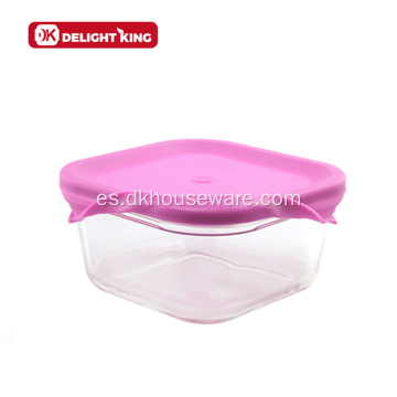 Recipiente de vidrio de preparación de comida con tapa de silicona inteligente